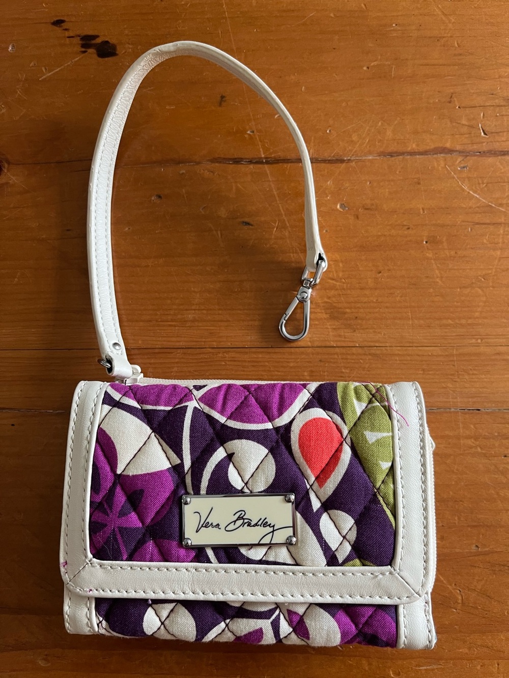 Vera Bradley Retired “Plum Crazy” Quilted Cotton Euro Trifold Magnet Wallet